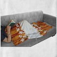 thumbnail image 6 of Orange Soft Flannel Fleece Blanket, Autumnal Color Vertically Striped Backdrop with Little Wildflowers Border, Cozy Plush for Indoor and Outdoor Use, 60" x 80", Orange Marigold White, by Ambesonne, 6 of 6