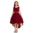 thumbnail image 3 of vastwit Kids Flower Girls High-Low Dress Sleeveless Ruched Chiffon Bridesmaid Wedding Formal Dress Burgundy 12, 3 of 7