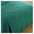 thumbnail image 4 of 3-Piece 100% Cotton Oversized Bedspread Lightweight Quilt Coverlet Embroidery Farmhouse Bedding Set T0 (Emerald, Queen (100"x106")), 4 of 7