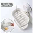 thumbnail image 4 of Jabonera de ducha de doble capa, soporte resistente con ventosa para jabón en barra para baño o cocina, resistente al agua, superficies no porosas, autodrenante, 5,5 x 3,2 x 7,9 pulgadas, 4 of 6