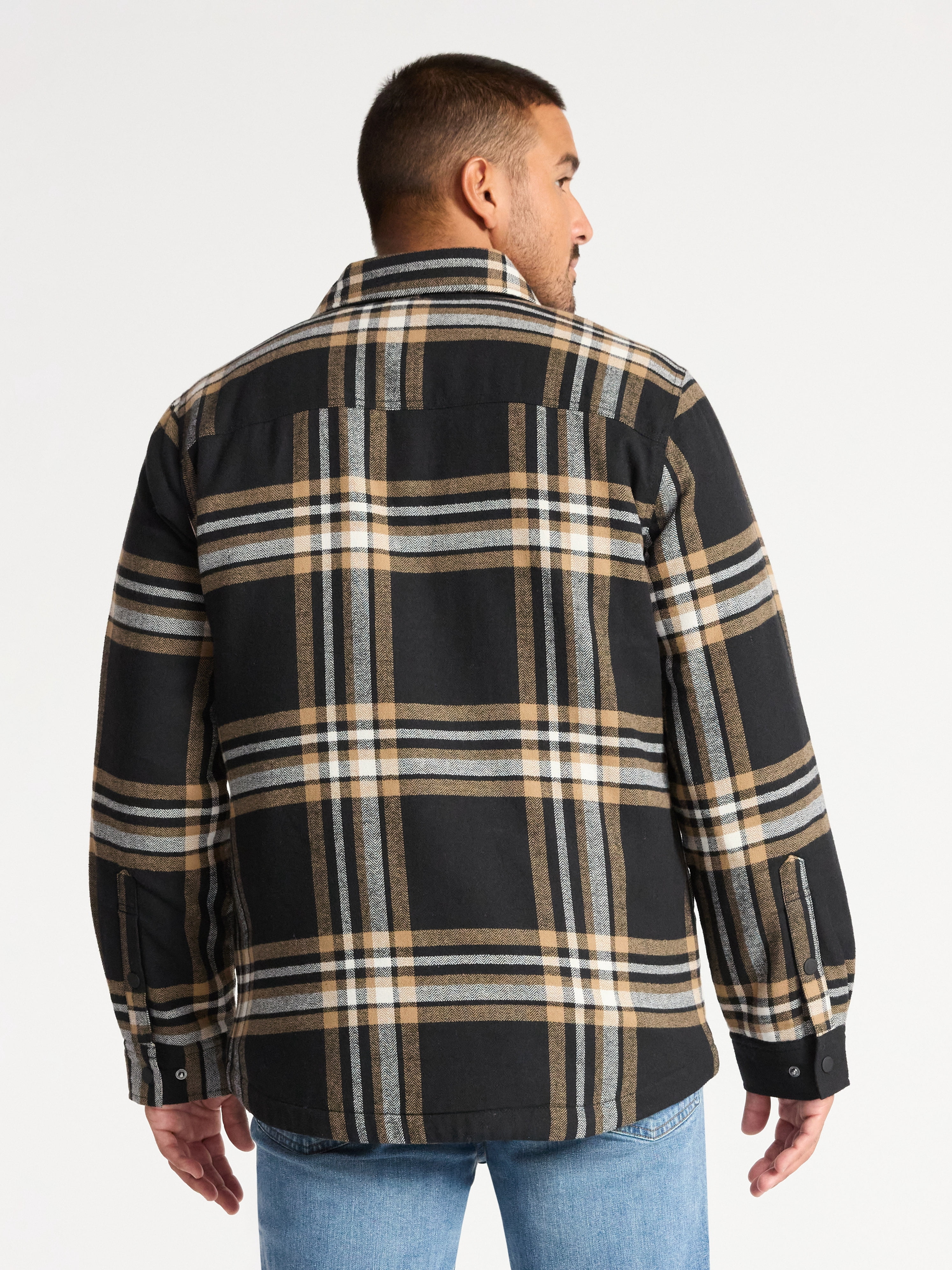 George Men's Shirt Jacket with Long Sleeves, High Pile Fleece Lining, Sizes S-3XL