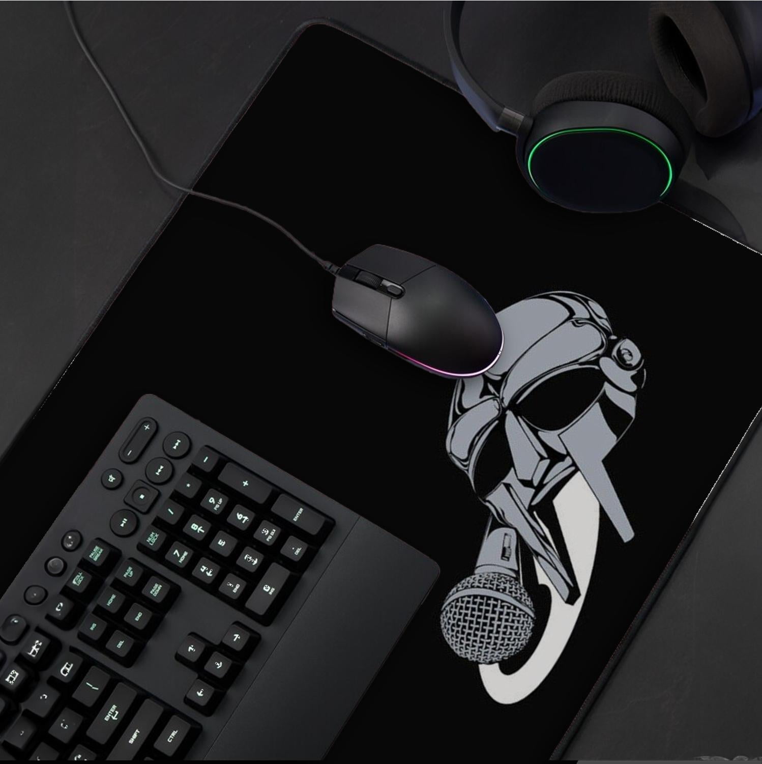 MF DOOM Gaming Mousepad, Anti-Slip Rubber Base Gaming Deskpad, Large Desk Mat for Gamers and Fans
