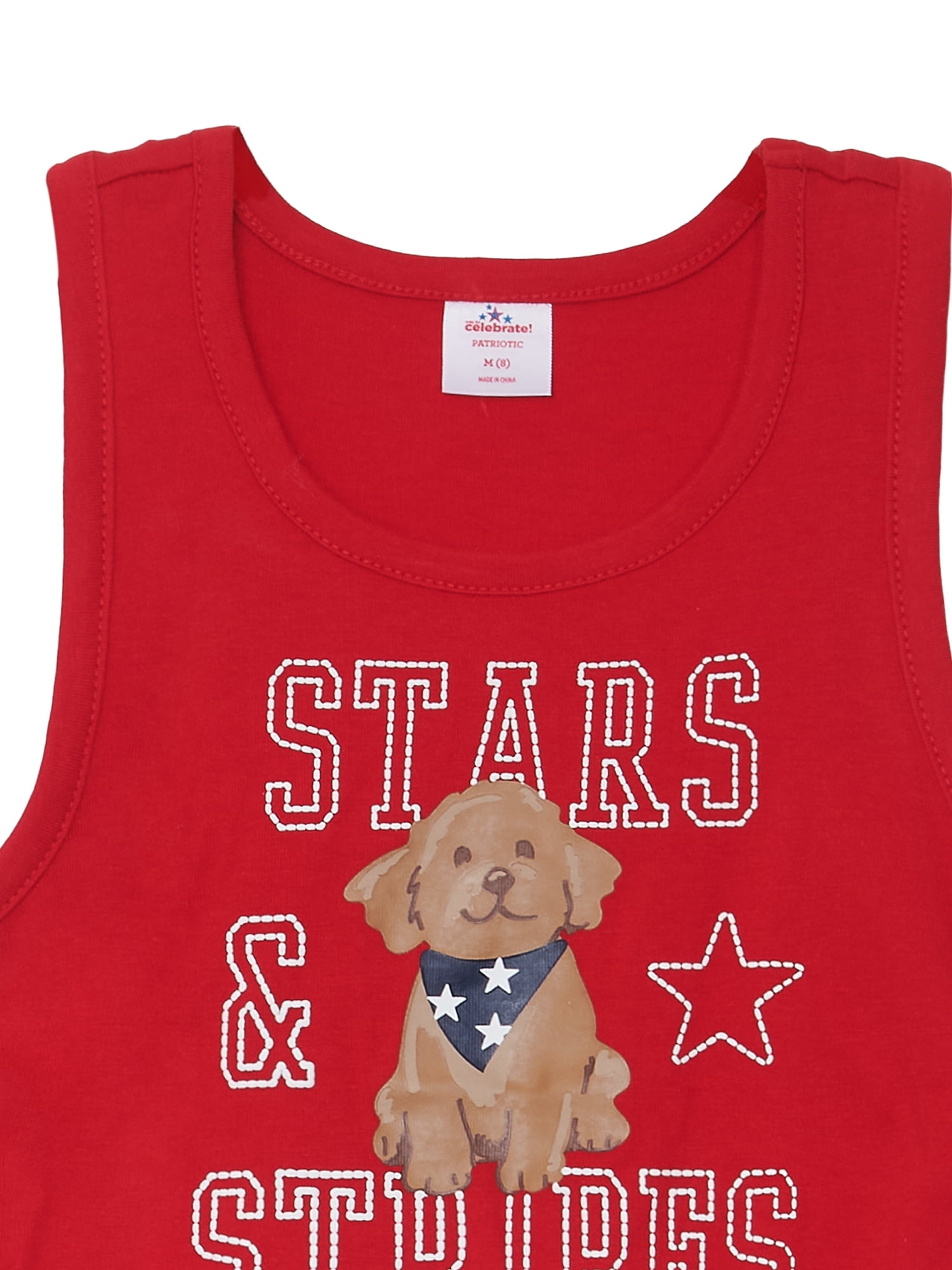 Way to Celebrate Girls Patriotic Americana Cinched Tank and Flutter Short Set, 2-Piece, Sizes 4-18