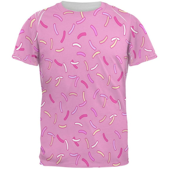 Pastel Strawberry Sprinkles All Over Mens T Shirt Light Pink LG