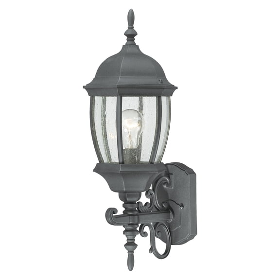 Atlas Lighting and Home 1-Light Lantern Style Seeded Glass Outdoor Wall Sconce - 21.5" - Black