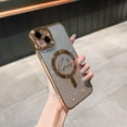 thumbnail image 2 of for iPhone 15 Plus Clear Magnetic Glitter Phone Cases [Compatible with Magsafe],Luxury Love Heart Plating Bling Gradient Sparkle Shockproof Cover for Women Girls,Square/Gold, 2 of 14