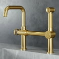 thumbnail image 2 of VIGO Cass Single-Handle High-Arc Widespread Bridge Kitchen Faucet with Pull-Out Side Sprayer in Matte Brushed Gold-VG02050MG, 2 of 17