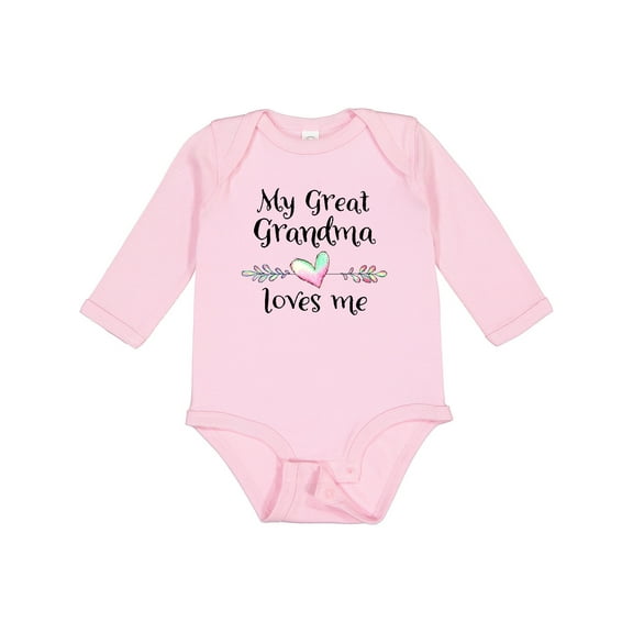 Inktastic My Great Grandma Loves Me Heart Great Grandchild Boys or Girls Long Sleeve Baby Bodysuit