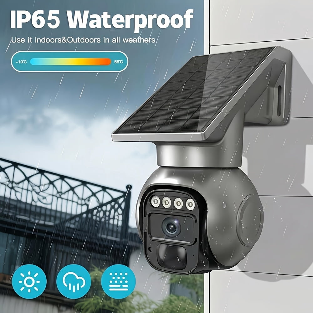Outdoor Wireless Security Camera.Ptz Solar Wireless Security Camera with AI Human Detection, Wire-Free Battery Solar Powered, Color Night Vision, No for Home Wi-Fi Required, 2-Way Audio