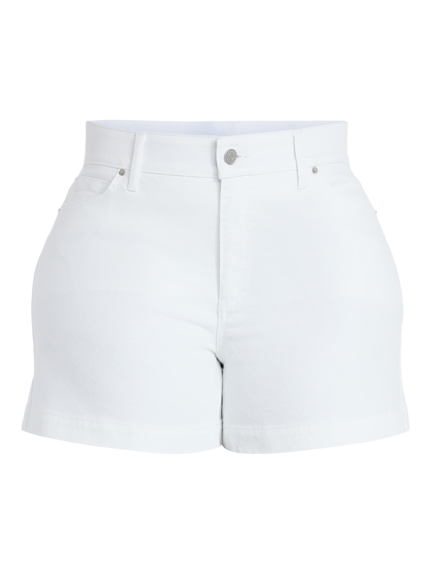 Terra & Sky Women's Plus High Rise A Line Denim Shorts, 5" Inseam, Sizes 16W-26W