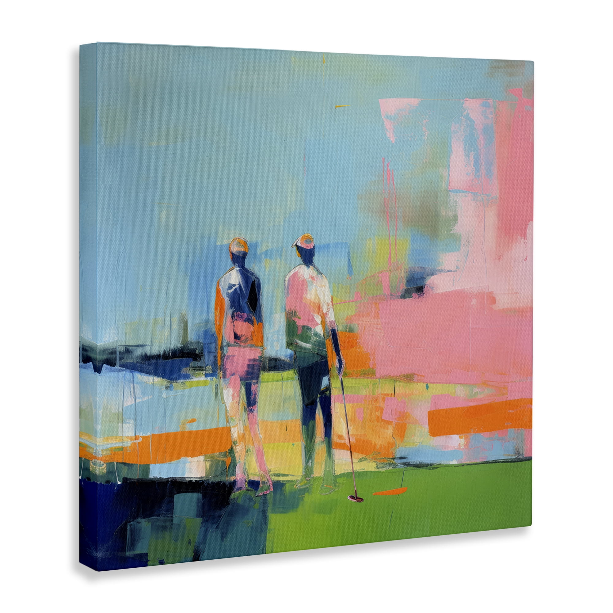 Stupell Industries Abstract Golfing Scene Abstract Painting Wrapped Canvas Art Print Wall Art, 24 x 24
