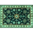 thumbnail image 1 of Ahgly Company Machine Washable Indoor Rectangle Persian Turquoise Blue Traditional Area Rugs, 8' x 12', 1 of 4
