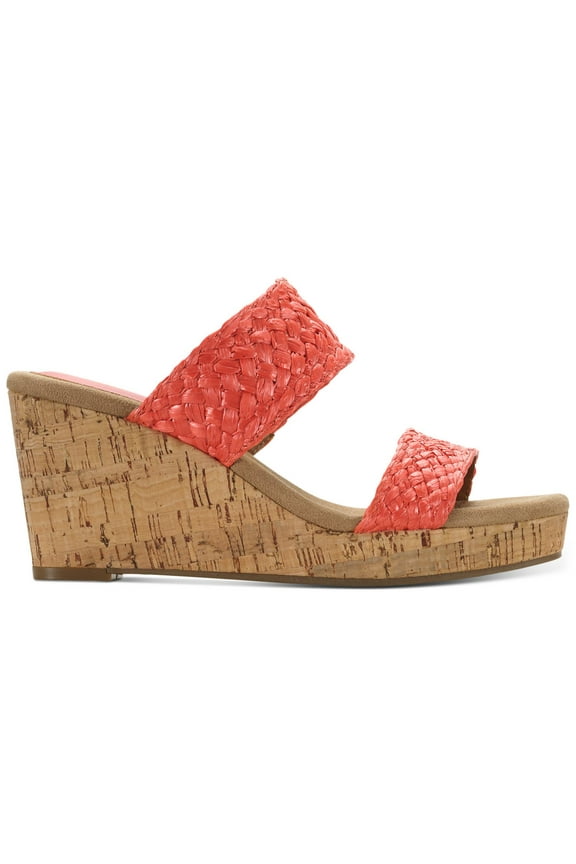 STYLE & COMPANY Womens Orange 1" Platform Woven Comfort Daliaa Round Toe Wedge Slip On Heeled Sandal 9 M