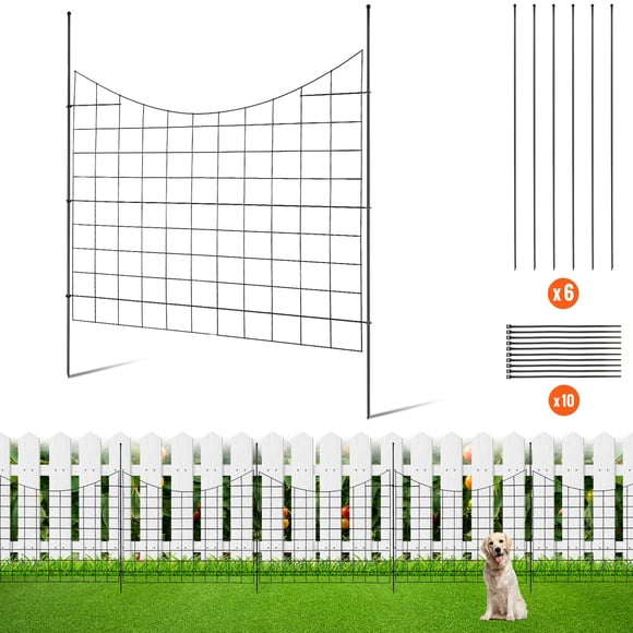 KFFKFF Garden Enclosure, 36.6in Height x12ft Length, Animal Deterrent Fencing, Subterranean Stylish Metal Barrier with 2.5in Gap, Outdoor Yard and Patio Dog Guard, Set of 5