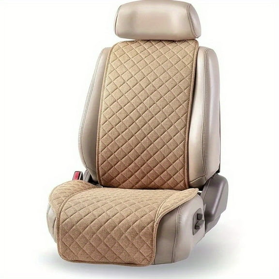 Linen Car Seat Cover for Cars - Soft & Breathable Front Premium Covers with Non-Slip Protector Universal Fits Most Automotive, Vans, SUV-2Pcs Brown