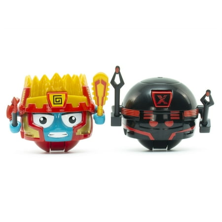 Battle Ballz: Duel Pack - Volcanon & Evil Robot - 2 Warriors & Joysticks, Head-To-Head, Weapon Wielding Toy Characters, Rolling Ball Figures, Kids 5+