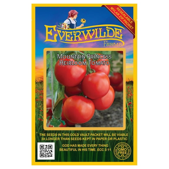 Everwilde Farms - 50 Mountain Princess Heirloom Tomato Seeds - Gold Vault Seed Packet