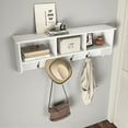 thumbnail image 2 of Tcbosik Wall Mounted Coat Rack Entryway Wooden Storage Shelf with Hooks, White, 2 of 8