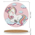 thumbnail image 2 of Round Drink Coasters, 6 Pcs Beautiful Unicorn on Clouds with Stars Absorbent Ceramic Coaster with Cork Base for Coffee Cups Housewarming Gift for Home Decor, 2 of 5