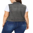 thumbnail image 3 of Unique Bargains Women‘s Plus Size Chest Pockets Single Breasted Denim Sleeveless Jacket, 3 of 7