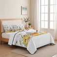 thumbnail image 5 of Twin XL Quilt Set 68''x98'', White Daisy Lightweight Bedspread Coverlet Set with 2 Pillow Shams, Spring Floral Elegant Farmhouse Botanical Bees Breathable All Season Quilt Bedding for Dorm/Guest Room, 5 of 9