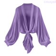 thumbnail image 2 of Lixiuxyad Womens Elegant Sheer Chiffon Cardigan Long Sleeve Tie Front Lightweight Summer Outfits,Purple, 2 of 7