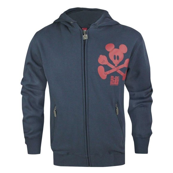 Bloc 28 Chandail à Capuchon à Fermeture Éclair Intégrale pour Hommes Mickey Mouse Crossbones