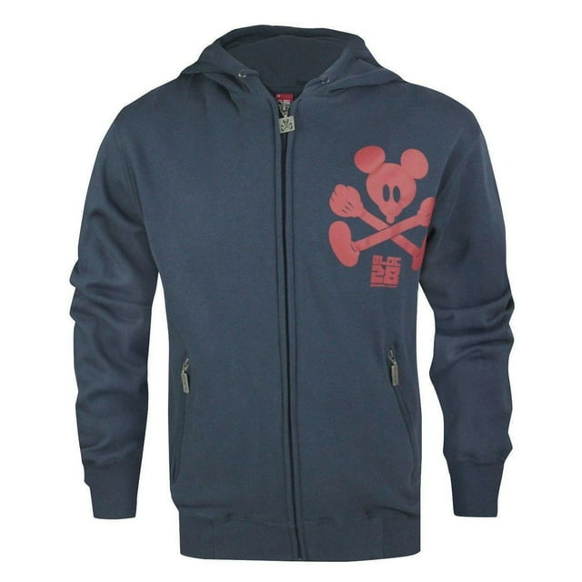 Bloc 28 Chandail à Capuchon à Fermeture Éclair Intégrale pour Hommes Mickey Mouse Crossbones