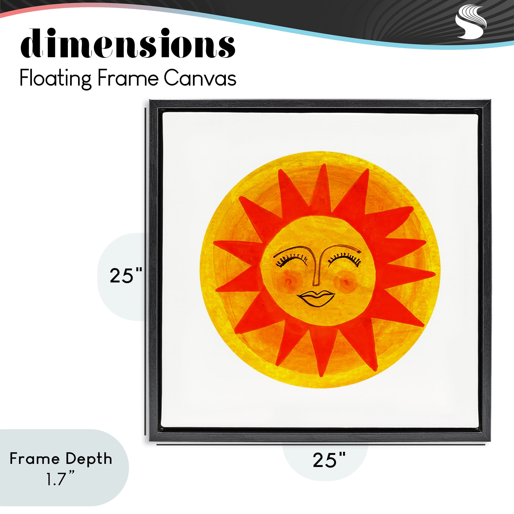 Stupell Industries Warm Fiery Sun Black Framed Floater Canvas Wall Art, design by Katherine Herrell Studio