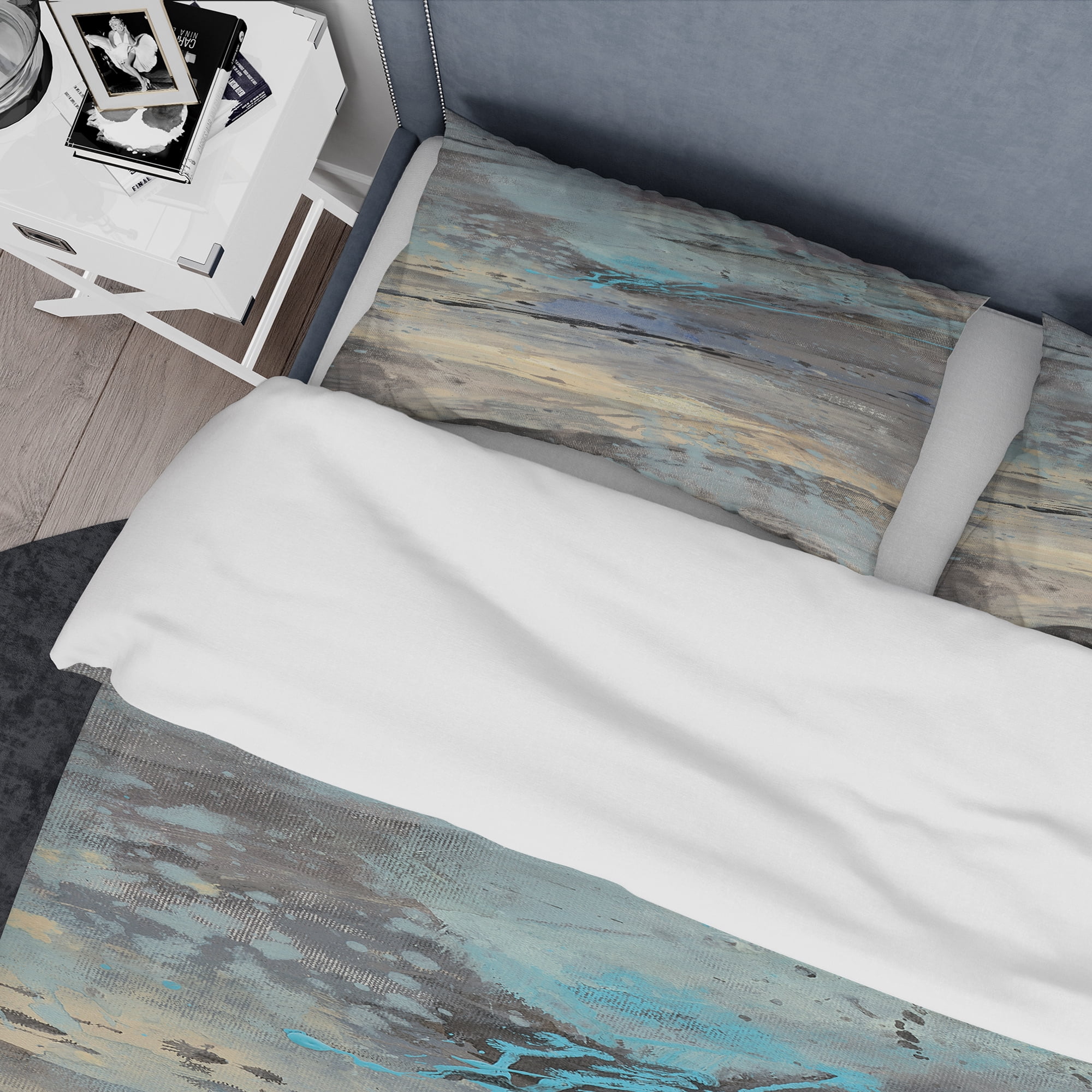 Designart 'Rock Teal Panel I' Geometric Duvet Cover Set
