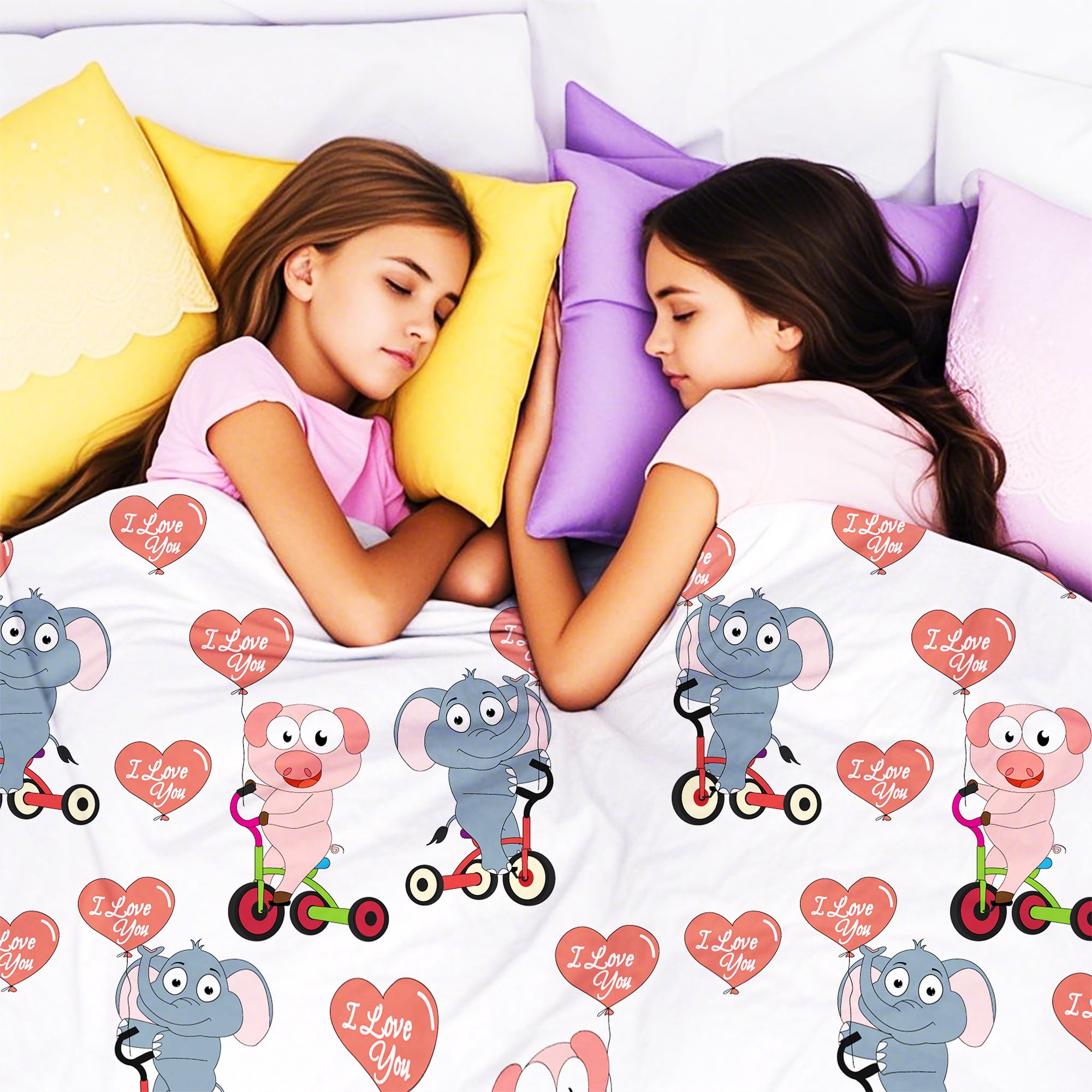 Flannel Fleece Throw Blanket, Soft Large Throw Blanket, Lightweight Cozy Plush Throw Blanket Fit Sofa Bed, 30"x40", Pigs and Elephants