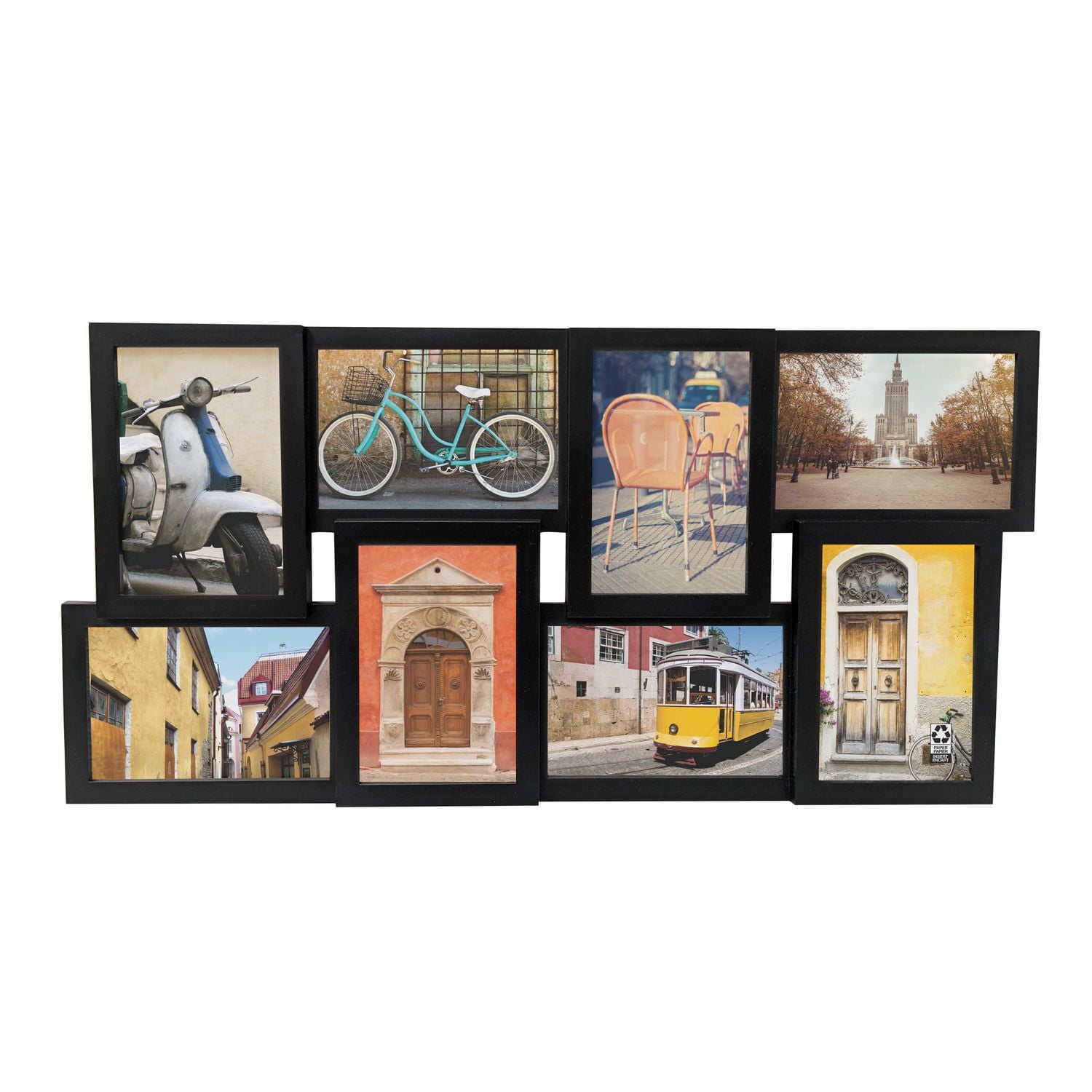 Hometrends 4x6 8-Opening Linear Gallery Collage Picture Frame, Black
