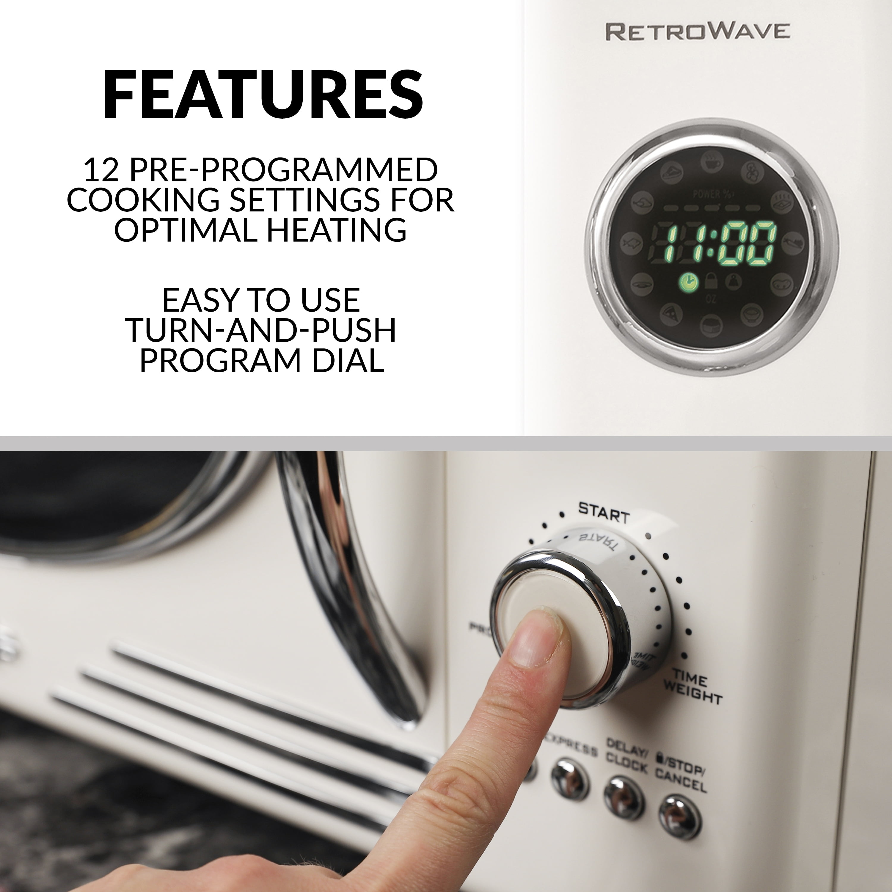 Nostalgia NRMO9RR Retro Microwave Oven, 0.9 Cu.Ft. Retro Red
