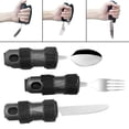 thumbnail image 3 of Vajil auxiliar para discapacitados de material acero inoxidable, antivibración para ancianos, para discapacitados, hemiplejía, empuñadura de mano débil, ca Tenedor Cuchillos perfecl Vajilla auxiliar, 3 of 8