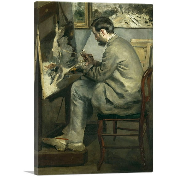 ARTCANVAS Portrait of Frederic Bazille Painting The Heron with Wings Unfurled 1867 Canvas Art Print by Pierre-Auguste Renoir - Size: 40" x 26" (0.75" Deep)