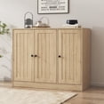 thumbnail image 6 of Buffet Cabine with 3 Door, Kitchen Storage Cabinet with Adjustable Shelf, Coffee Bar Accent Cabinets for Living Room, Entryway, Oak, 6 of 9