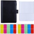 thumbnail image 1 of Carpeta A6 con 12 bolsillos y funda de cuero sintético A6, carpeta de 6 anillas y sobres para efectivo, color negro, 1 of 5