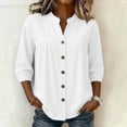 thumbnail image 6 of fheaev Summer Tops for Women V Neck 3/4 Sleeve Loose Fit Lightweight Solid Casual Office Blouse White 3XL, 6 of 7
