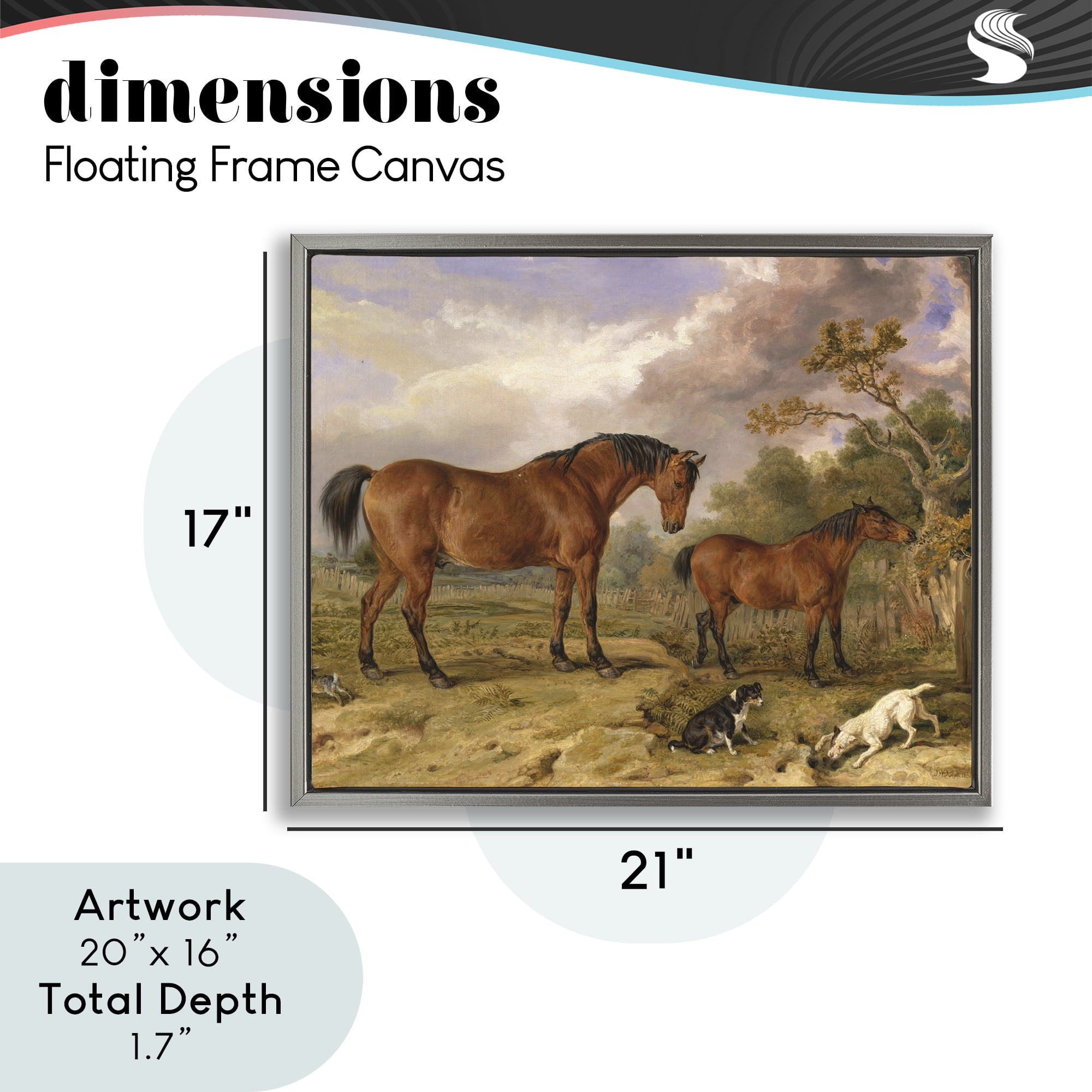 Stupell Industries Classic Portrait of Horses Gray Framed Floater Canvas Wall Art, design by Tina LeCour