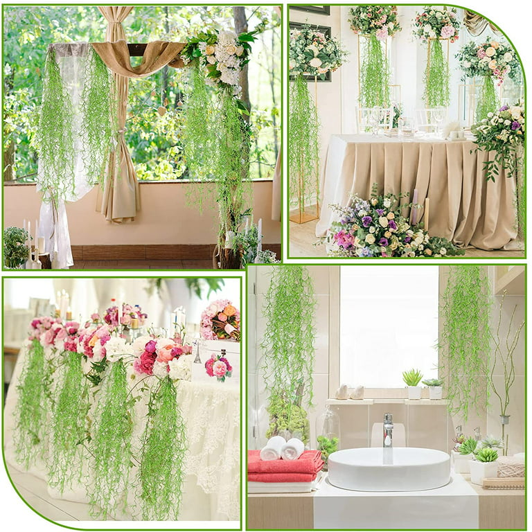 2Pcs 12 Forks Artificial Wall Hanging Plant Fake Spanish Moss Wholesale  Plastic High-quality Plants Vine Home Garland Wall Decor