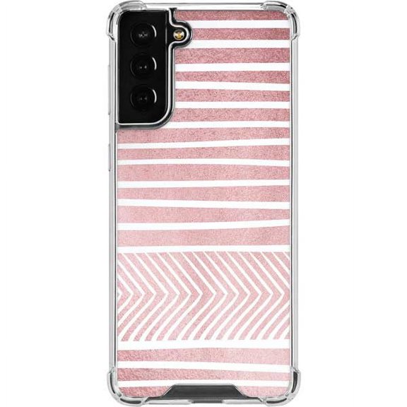 Skinit Stripes Pink and White Stripes Galaxy S22 Plus Clear Case