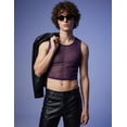 thumbnail image 5 of Mens Semi Sheer Mesh Cropped Tank Top See Through Breathable Sleeveless Undershirt for Rave Music Festival Party Sexy Slim Fit Crop Top Streetwear Purple XL, 5 of 8