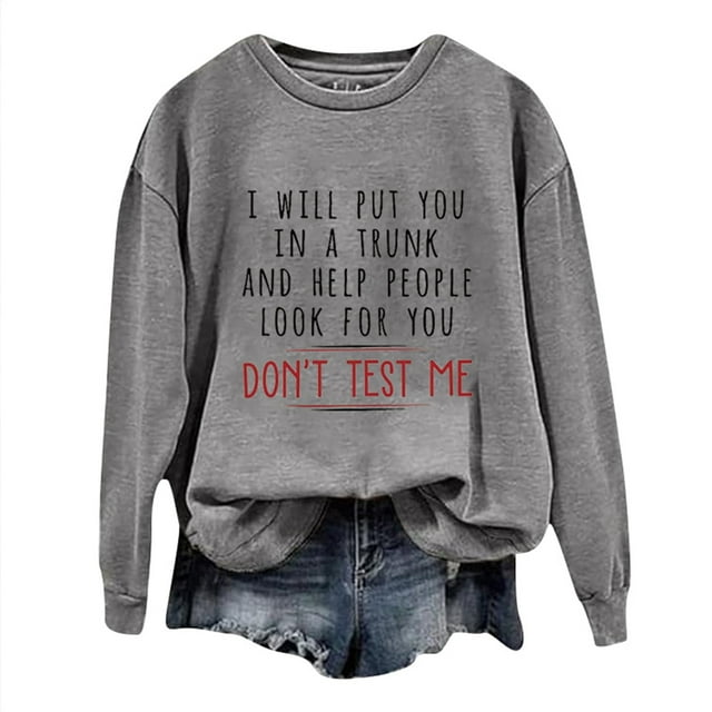 WEAIXIMIUNG Robe Sweat-Shirt avec Poches Sweat-Shirts Maxi Day Col Rond Femmes Manches Longues Imprimé Graphique Lettre Pull Sans Capuche Blouse Top