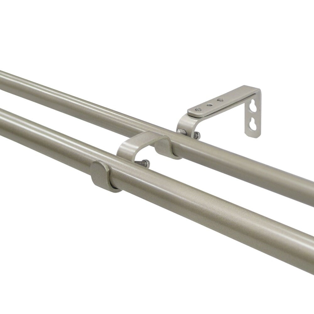 Lumi 3/4" Double Curtain Rod Oil Rubbed Bronze/ Silver- Ball finials 42" x 120" - Silver