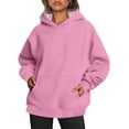 thumbnail image 2 of Black and Friday/Cyber .Monday Deals Hueook Sweatshirts for Women Plus Size Long Sleeve Solid Color Fashion Casual Hooded Blouse With Pocket rewneck Pullover Sweatshirt Tops, 2 of 8