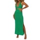 thumbnail image 2 of VISgogo Vestido Casual para Mujer, Color Sólido Sin Mangas Sin Espalda Slim-Fit Split Halter Vestido Largo VISgogo moda, 2 of 9