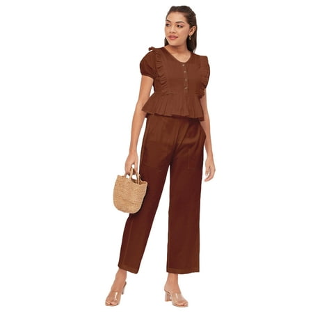 

Moomaya Solid 2 Pcs Co-Ord Set For Women Cotton Top With Pajamas