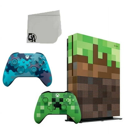 Microsoft Xbox One S Minecraft Limited Edition 1TB Gaming Console with Mineral Camo Controller Included BOLT AXTION Bundle Used