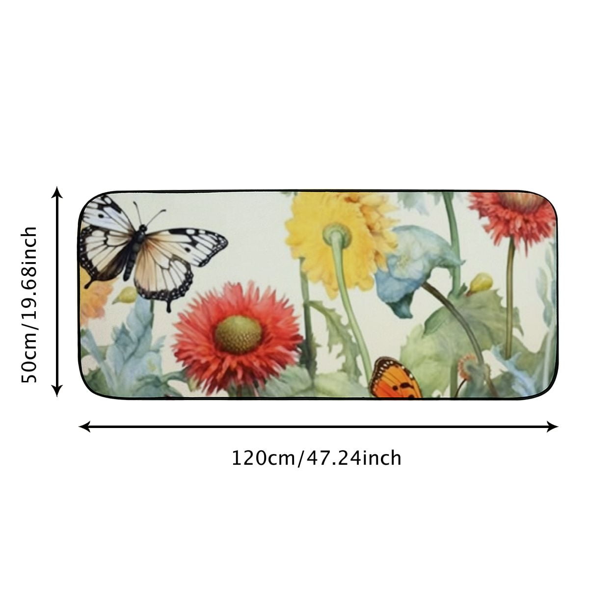 PHYHOO Doormat Butterflies and Dandelions Flowers Non-Slip Indoor Entryway Door Mat (Rubber Backing) 19.68*47.24 in