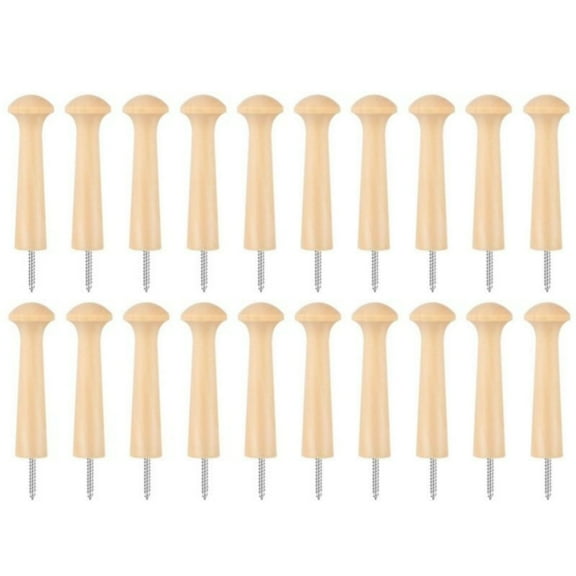 20 pieces Wooden Shaker Peg Screw-on Pegs 3.62 Inch Long Unfinished Wood Shaker Racks for Hanging Clothes Hats Towel and More DIY Paint Color (Wood Color)